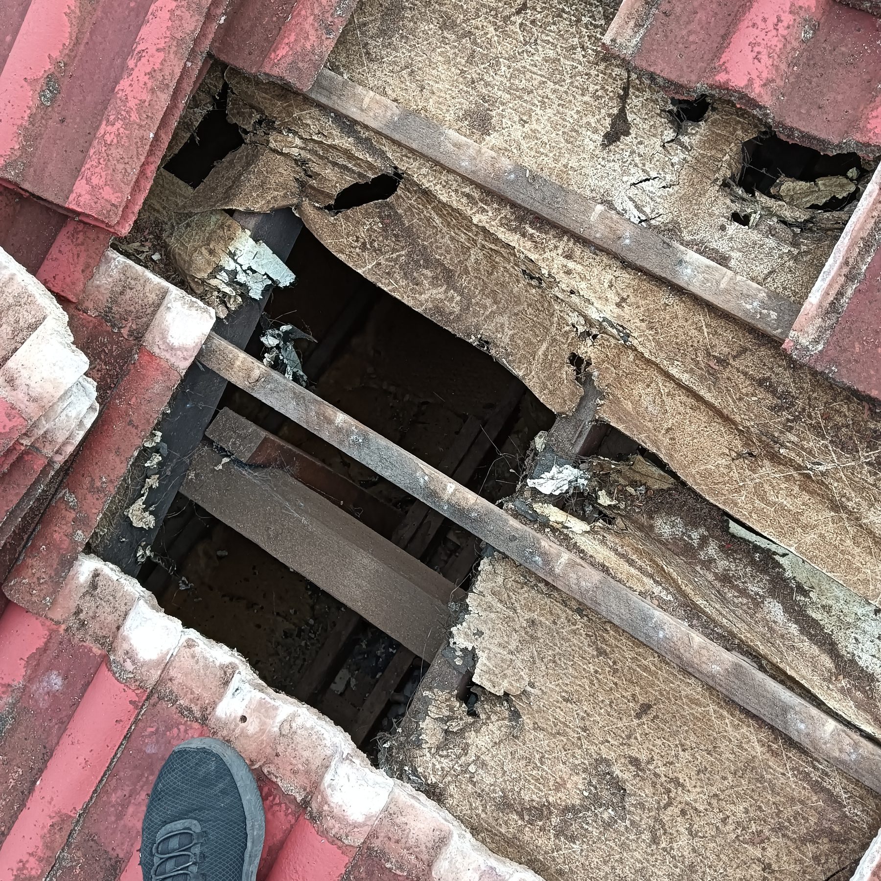 Roof opened up to reveal damaged timber battens during Hunter Valley roof repairs